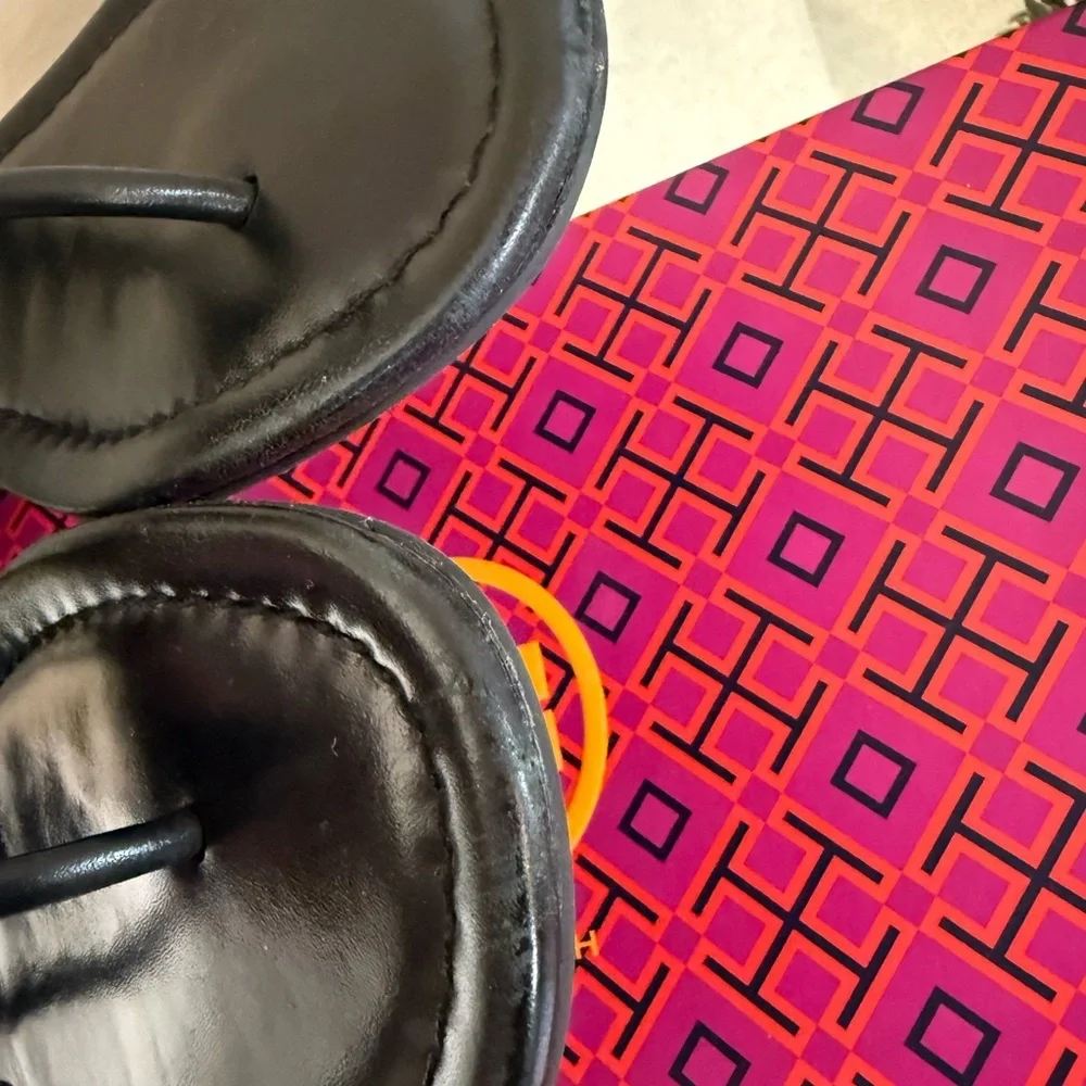Tory Burch Embroidered Miller Sandals - Black Multi - Size 9.5